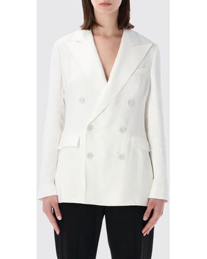 Ralph Lauren Double-Breasted Silk Blazer - White