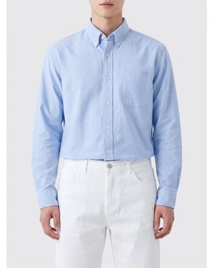 Sebago Long-Sleeve Cotton Shirt With Button-Down Collar And Patch Pocket - Blue