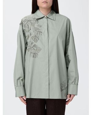 Liu Jo Cotton Shirt With Floral Print - Grey