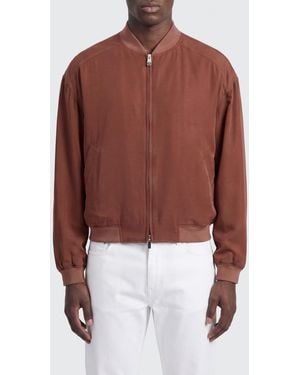 Versace Cazadora Bomber De Seda - Marrón