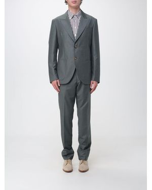 Etro Einreihiger Wollanzug Von Mit Klassischem Revers Und Aufgesetzten Taschen - Grau