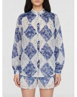 Twinset Printed Ramie Shirt - Blue