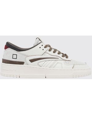 Date Torneo Leather And Suede Low-Top Sneakers With Perforated Toe - White