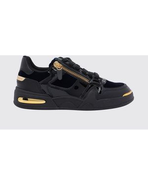 Giuseppe Zanotti Gz-Ghost Bicolour Leather Low-Top Trainers With Side Zips - Black