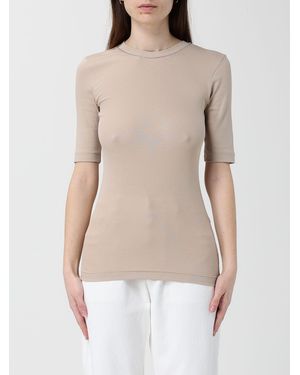 Brunello Cucinelli Cotton T-Shirt With Nickel-Free Monile - Natural