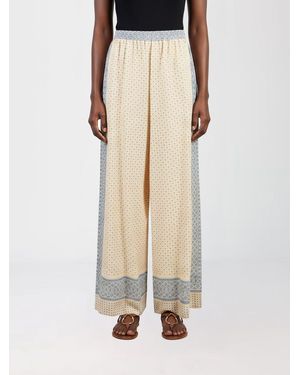 Ermanno Scervino Printed Silk Palazzo Pants - Natural