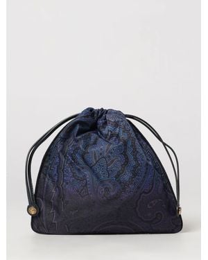 Etro Mini-Beuteltasche Aus Nylon Von Mit Paisley-Print Und Pegaso-Logo - Blau
