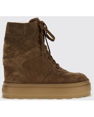 Casadei High-Top Suede Trainers With Internal Wedge - Brown
