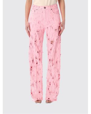 Haikure Wide-Leg Distressed Denim Jeans - Pink