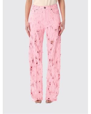 Haikure Wide-Leg Distressed Denim Jeans - Pink