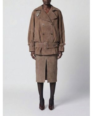 ROTATE BIRGER CHRISTENSEN Double Breasted Oversized Trench Coat - Brown