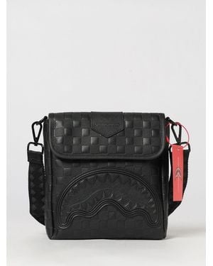 Sprayground Raised Check Mini Crossbody Bag With Flap Closure - Black