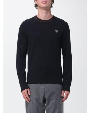 Paul Smith Pullover Mit Rundhalsausschnitt Aus Merinowolle-Baumwoll-Mischung Mit Logo - Schwarz
