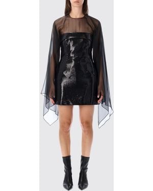 Alberta Ferretti Sequin Sheath Mini Evening Dress With Long Sleeves - Black