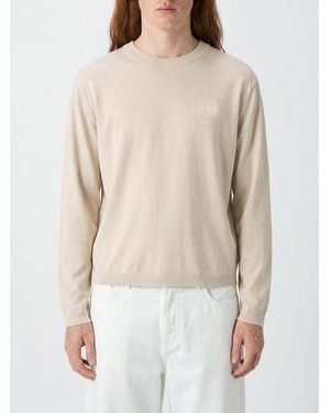 CAMPERLAB Cotton And Viscose Blend Crewneck Jumper With Ribbed Trims - Natural