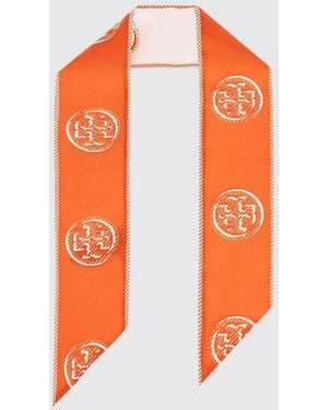 Tory Burch Logo Silk Scarf - Orange