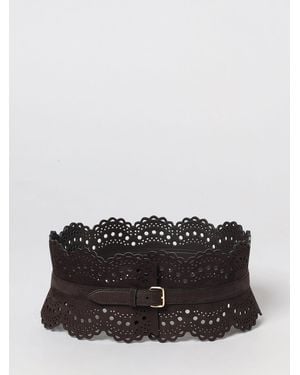 Alaïa Bustier-Gürtel Aus Nubukleder Mit Lochmuster - Schwarz