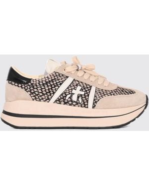 Premiata Bethcoin Sneaker Aus Wildleder Und Mesh Mit Color-Block-Design Und Plateausohle - Natur