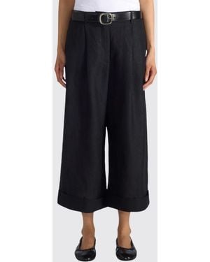 Liviana Conti Linen And Cashmere Zack Cropped Trousers - Blue