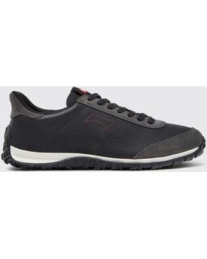Camper Drift Walk Grained Leather Low Top Trainers With Vibram Sole - Black