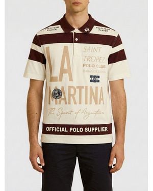La Martina Cotton Polo Shirt With Logo - Natural