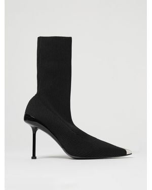 McQueen Ankle Boots In Ribbed Knit - Black
