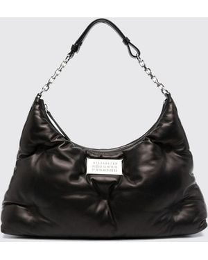 Maison Margiela Medium Glam Slam Padded Nappa Leather Shoulder Bag With Logo - Black