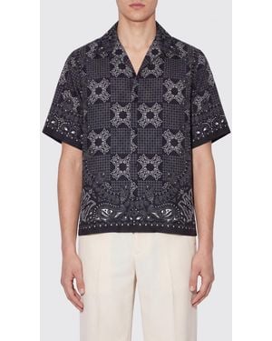 Amiri Kurzarm-Seidenhemd Mit Paisley-Print Und Kubanischem Kragen - Blau