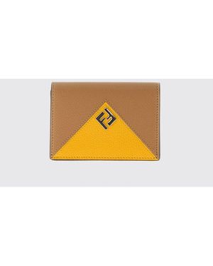 Fendi Lui Bifold Ff Monogram Leather Card Holder - Yellow