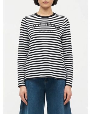 Michael Kors Striped Cotton T-Shirt With Logo - Blue