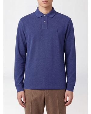 Polo Ralph Lauren Long-Sleeved Slim Fit Cotton Polo Shirt - Blue
