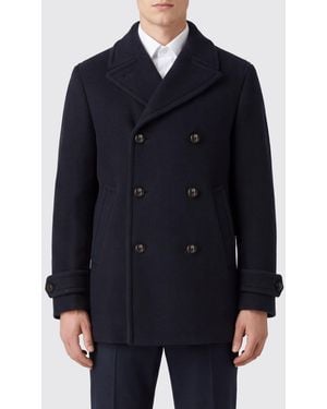 Slowear Chaquetón Cruzado De Mezcla De Viscosa Con Solapas Y Trabillas En Los Puños - Azul