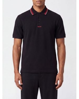Versace Greca Pattern Cotton Polo Shirt With Contrast Embroidered Logo - Black