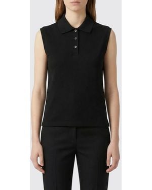 Saint Laurent Cassandre Sleeveless Cotton Piqué Polo Shirt - Black