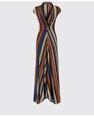 Missoni Long Striped Dress With Lurex - White