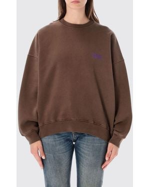 American Vintage Sudadera Oversize De Algodón Con Cuello Redondo - Marrón