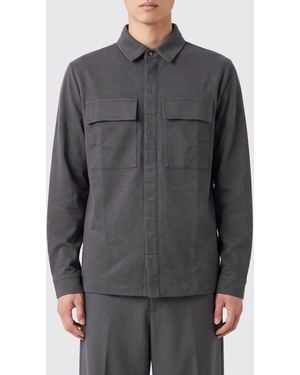 Thom Krom Slim Fit Stretch Cotton Shirt With French Collar - Grey