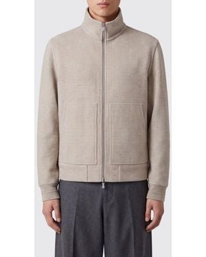 Brunello Cucinelli Prince Of Wales Check Cashmere Bomber Jacket - Natural
