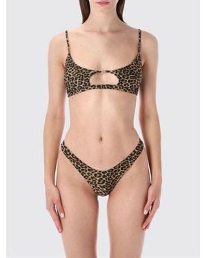 MATINEÉ Animal Print Bikini Top With Cut-Out And Square Neckline - Natural