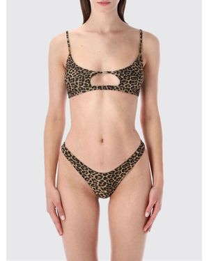 MATINEÉ Animal Print Bikini Top With Cut-Out And Square Neckline - Natural