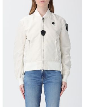 Blauer Polyester Bomber Jacket - White