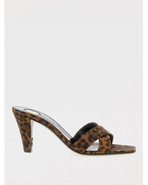 Saint Laurent Flache Sandalen Damen - Braun