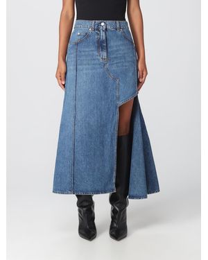 McQueen Denim Midi Skirt - Blue
