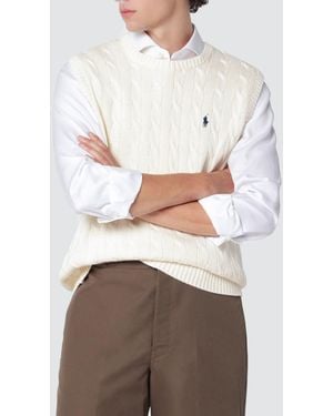 Polo Ralph Lauren Pony Logo Cotton Knit Crewneck Jumper Vest - Grey