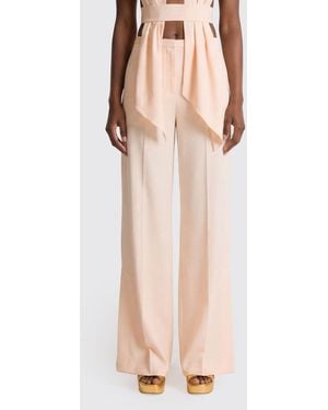Alberta Ferretti Crêpe Tailored Trousers - Natural
