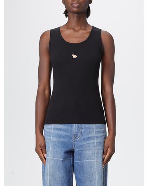 Maison Kitsuné Maison KitsunÉ Basic Cotton Tank Top With Logo - Blue