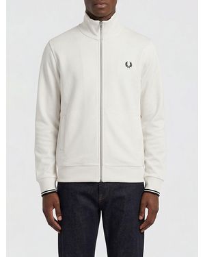 Fred Perry Cotton Zip-Up Sweatshirt - White