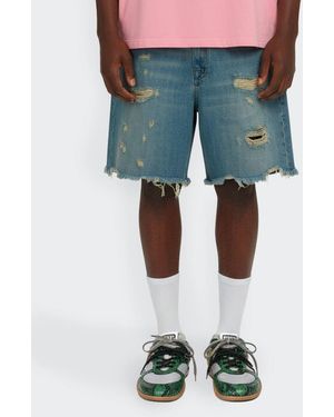 Barrow Distressed Shorts - Green