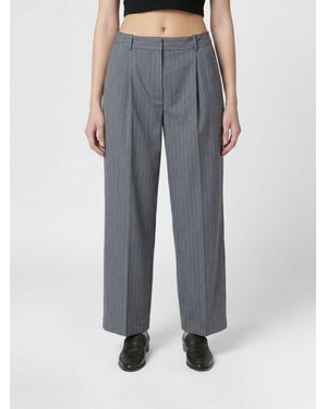 Anine Bing Pinstriped Wool Slim Fit Pants - Blue