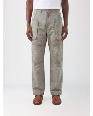 Rick Owens Straight Fit Cotton Denim Cargo Jeans With Patch Pockets - Gray